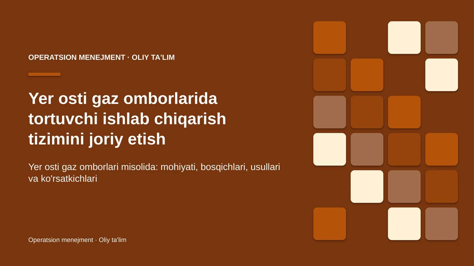 Yer osti gaz omborlarida tortuvchi ishlab chiqarish tizimini joriy etish