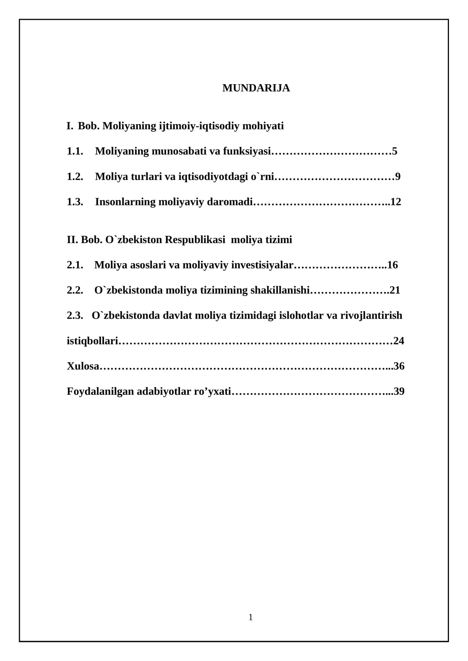 Moliyaning ijtimoiy-iqtisodiy mohiyati