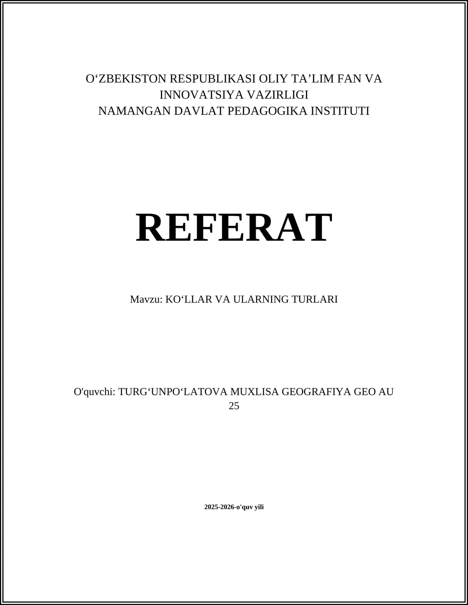 KOʻLLAR VA ULARNING TURLARI