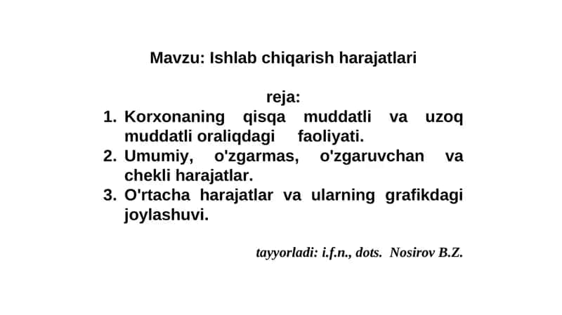 Ishlabchiqarish harajatlari