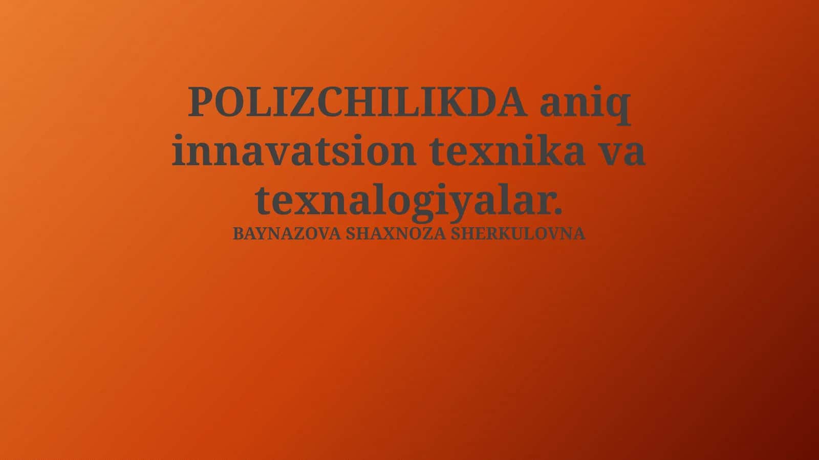 Siyosiy innovatsiyalar va texnologiyalar