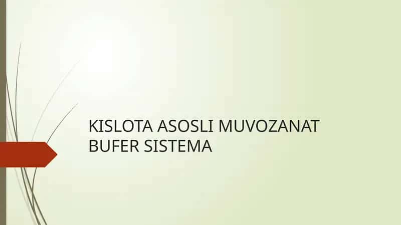 KISLOTA ASOSLI MUVOZANAT BUŞER