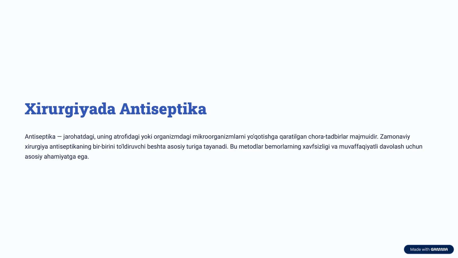Xirurgiyada antiseptika.