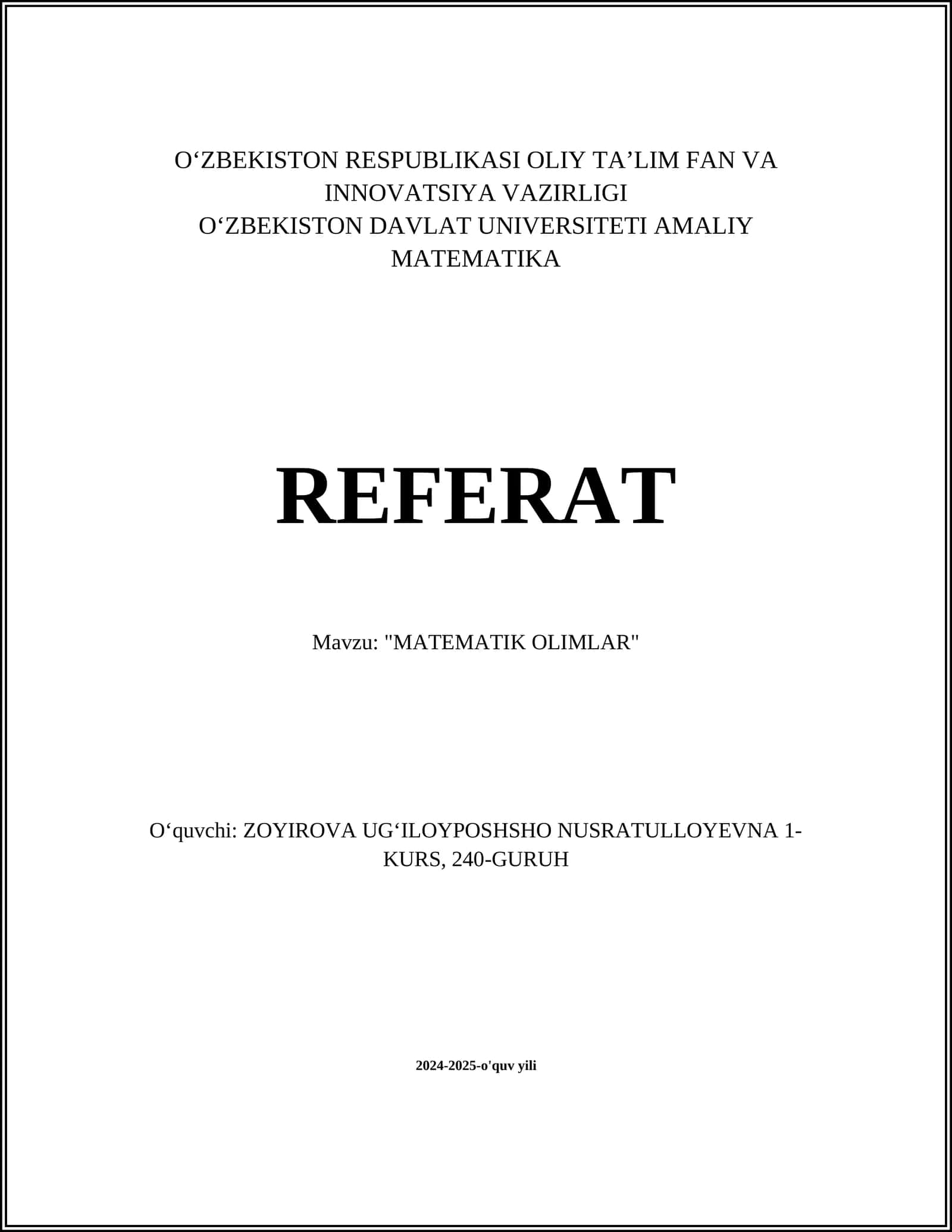 MATEMATIK OLIMLAR
