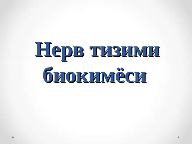Нерв тизими биокимёси.