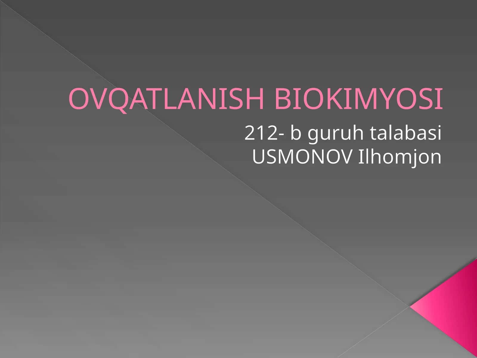OVQATLANISH BIOKIMYOSI