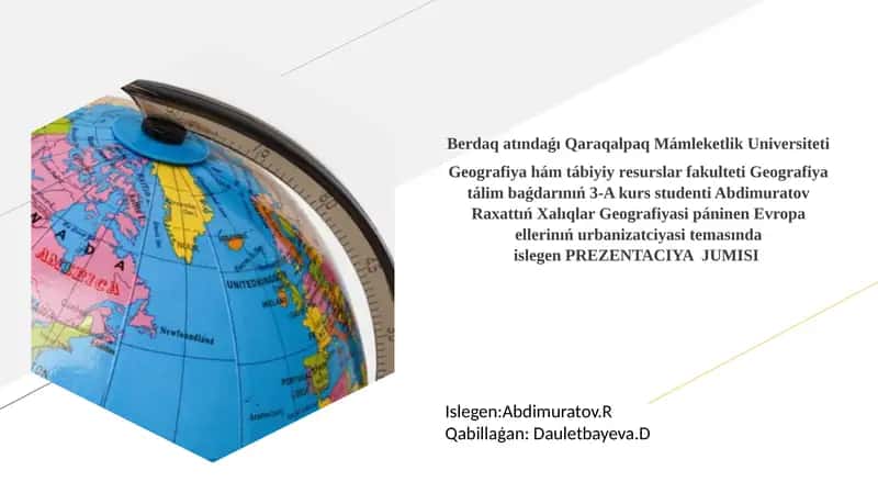Geografiya tálim bağdarınıń3-A kurs studenti Abdimuratov RaxattıńXalıqlarGeografiyasi