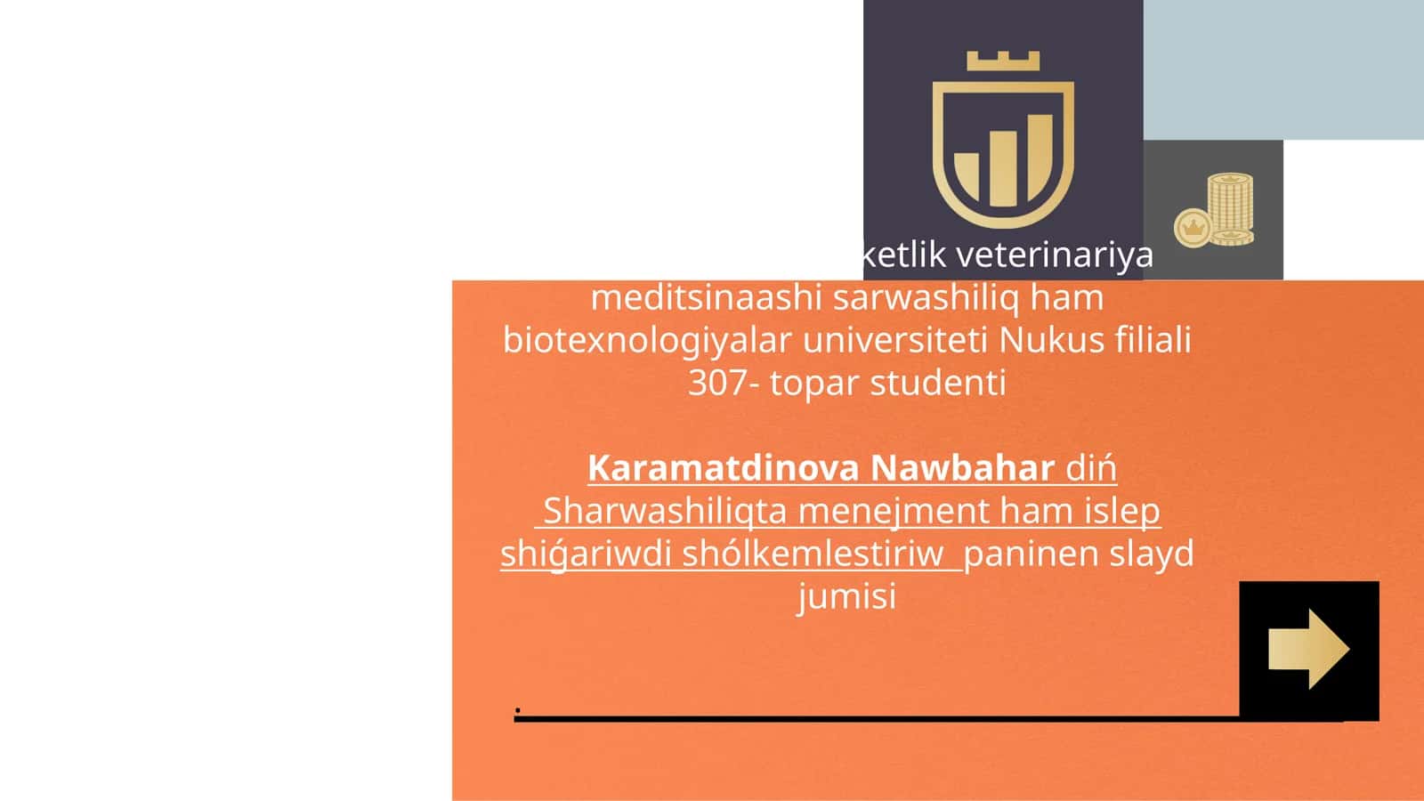 Sharwashiliqta menejment ham islep shiǵariwdi shólkemlestiriw paninen slayd jumisi