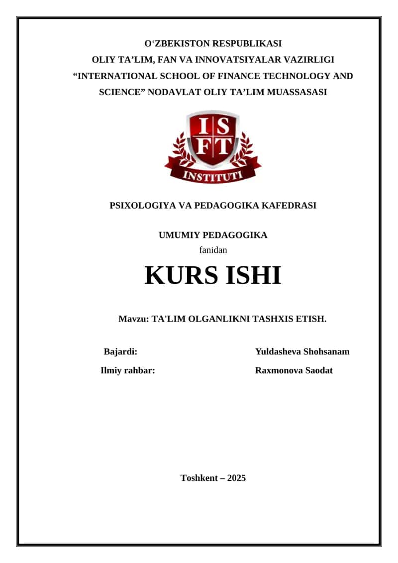 Ta'lim olganlikni tashxis etish
