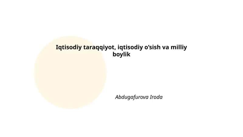 Iqtisodiy o'sishning nazariy asoslari