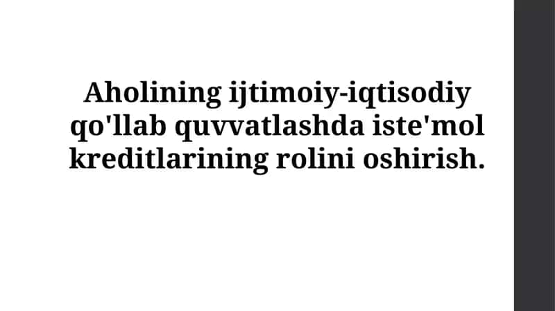 Iste'mol kreditlarini rivojlantirish
