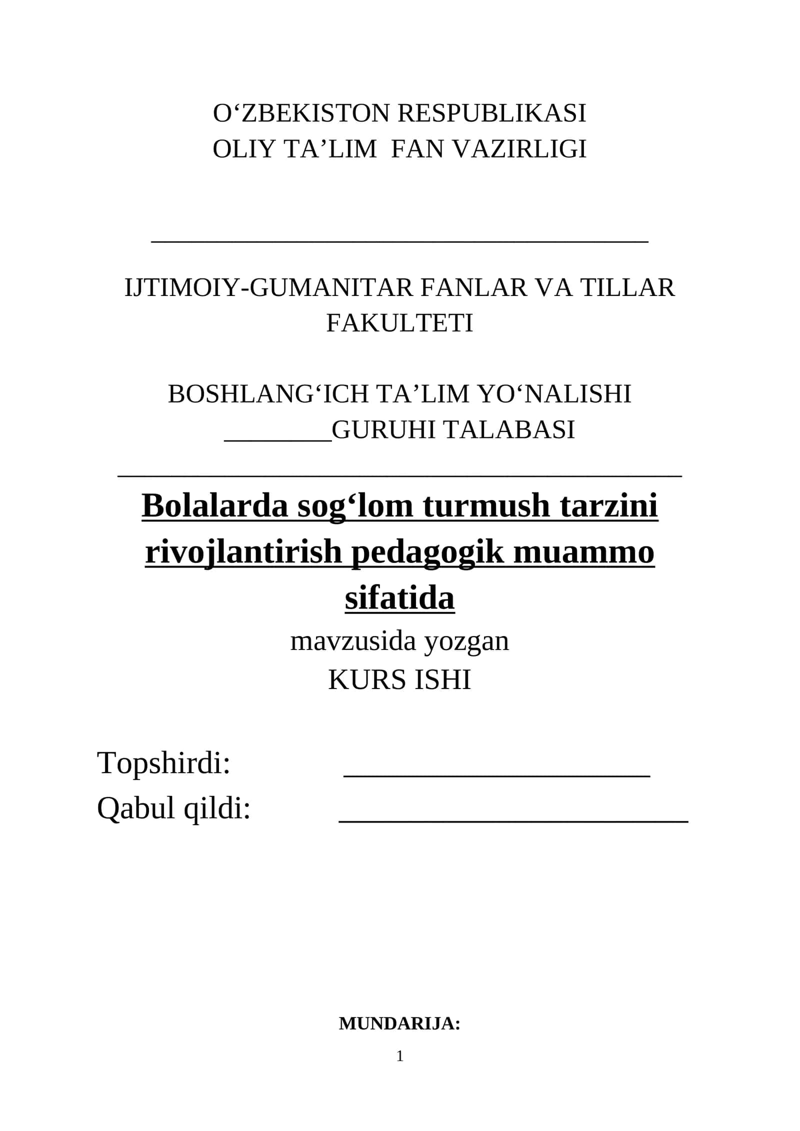 "Bolalarda sog‘lom turmush tarzini rivojlantirish pedagogik muammo sifatida"
