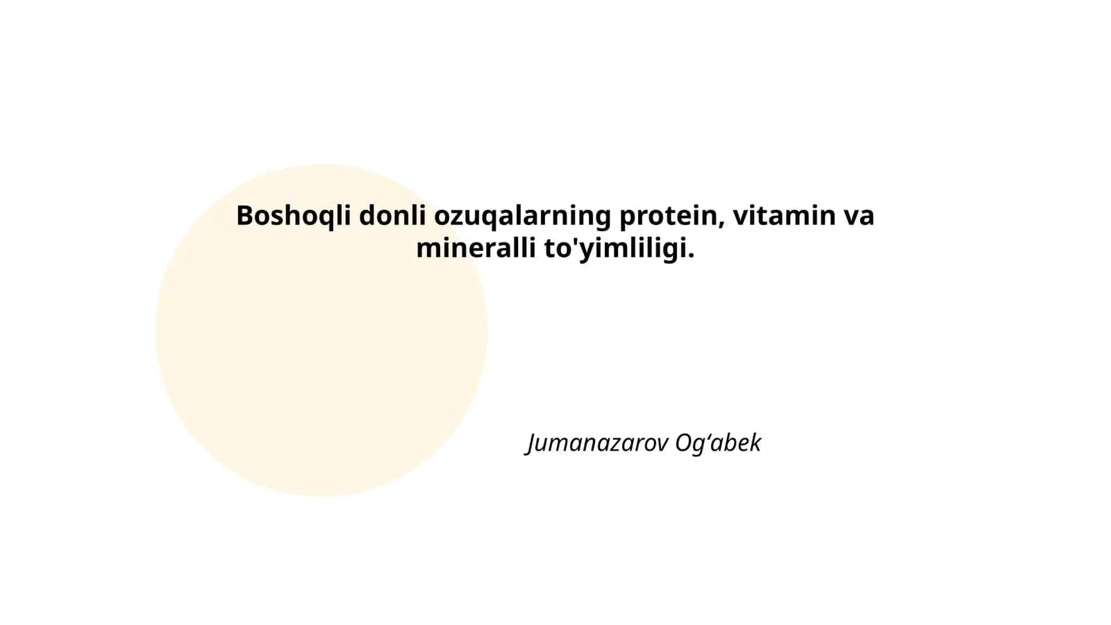 Boshoqli donli ozuqalarning protein, vitamin va mineralli to'yimliligi