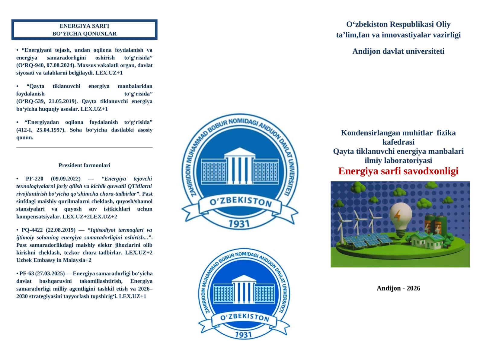 ENERGIYA SARFI BO‘YICHA QONUNLAR