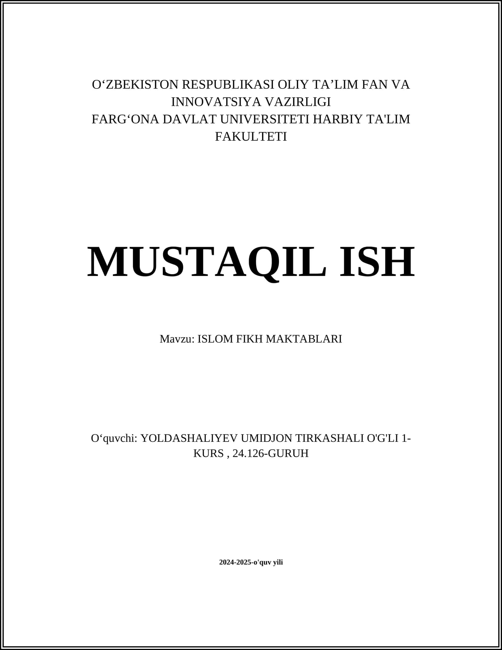 ISLOM FIKH MAKTABLARI