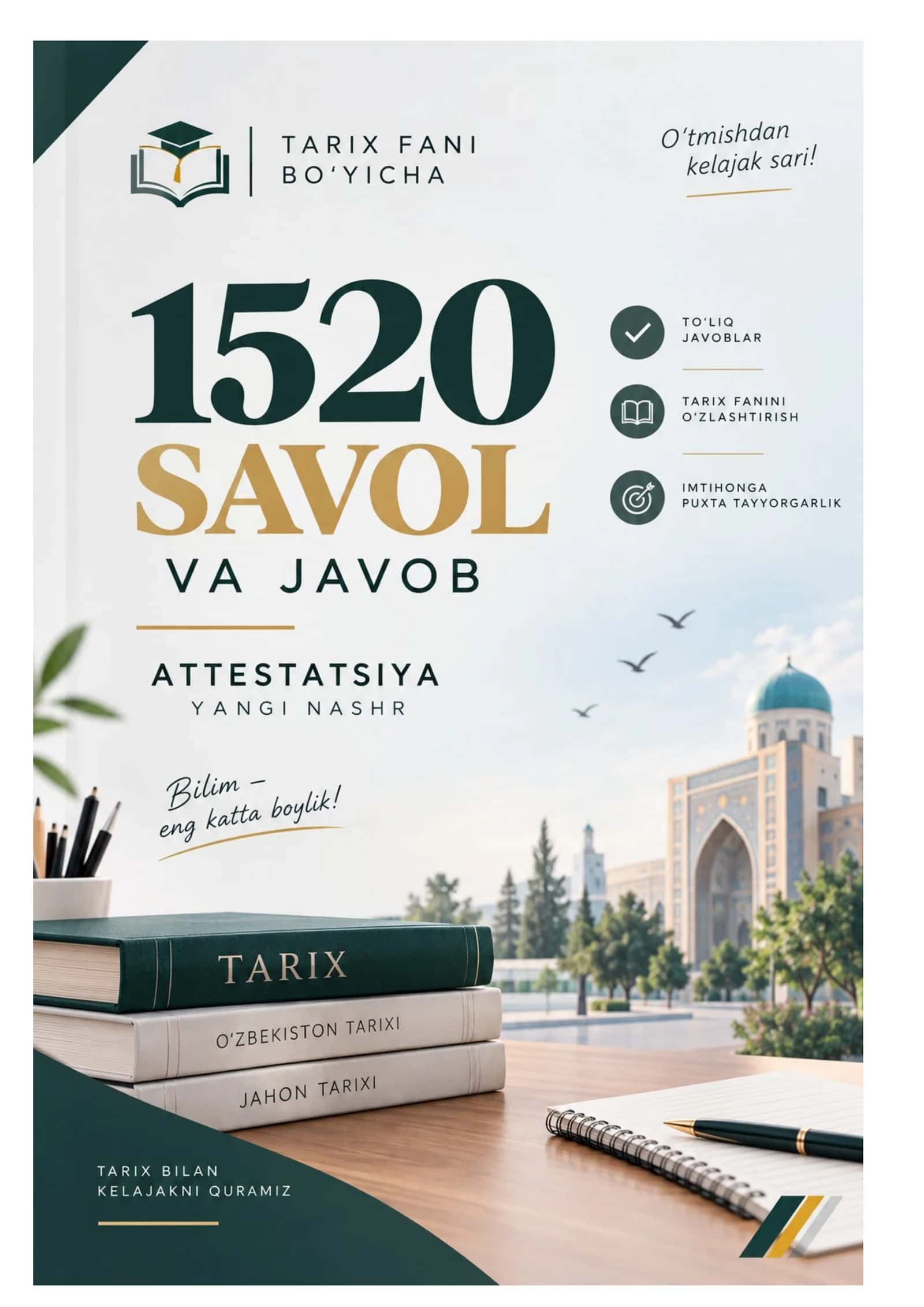 TARIX ATTESTATSIYA TESTLARI 1520 + YANGI NASHR