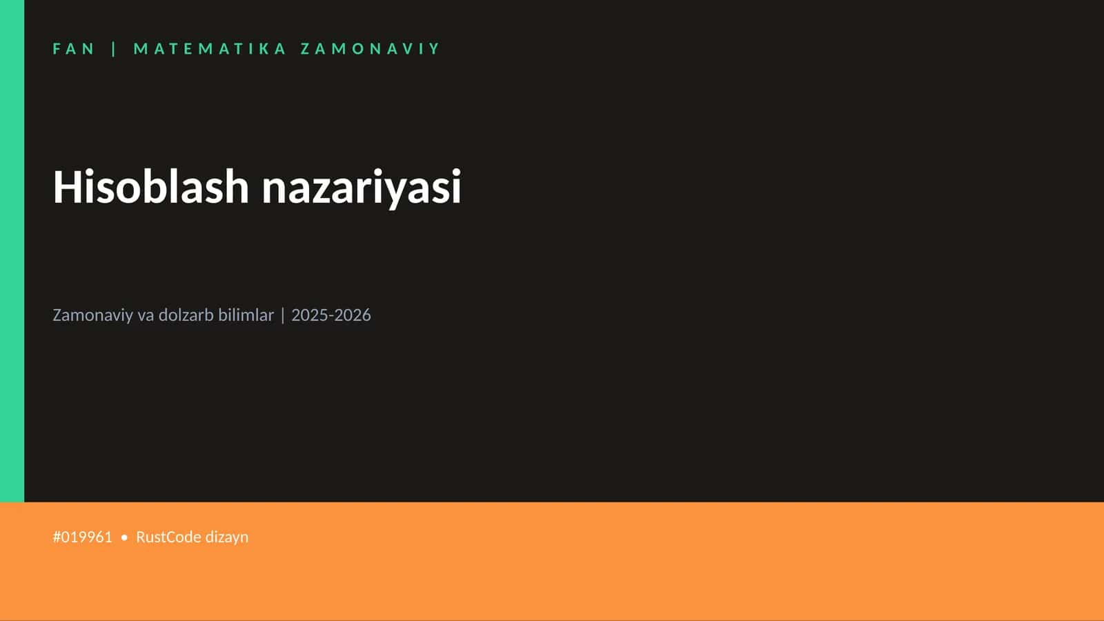 FAN | MATEMATIKA ZAMONAVIY