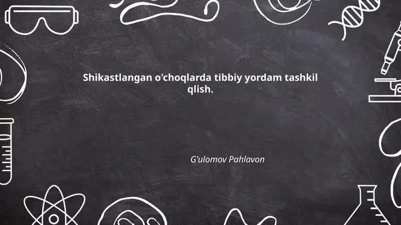Shikastlangan o'choqlarda tibbiy yordam tashkil qlish