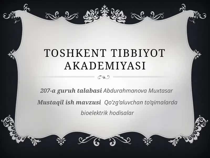 Qo’zg’aluvchanto’qimalardabioelektrikhodisalar