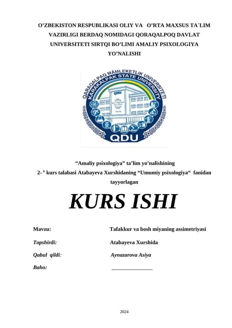 Amaliy psixologiya - Tafakkur va bosh miyaning assimetriyasi