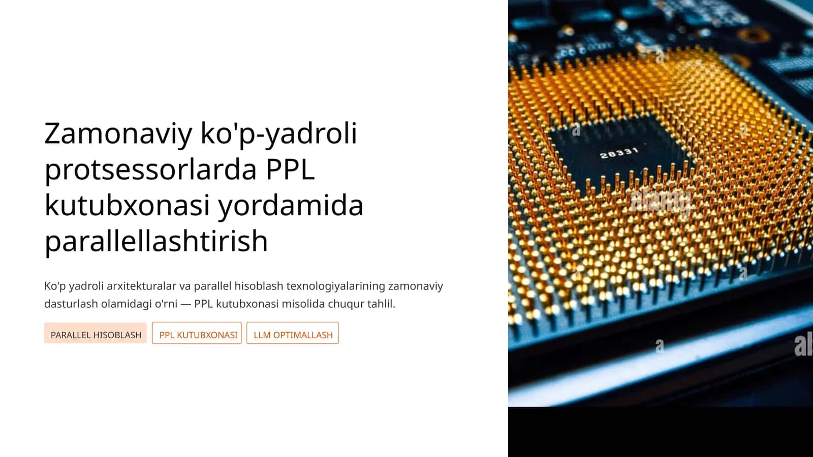 Zamonaviy ko'p-yadroli protsessorlarda PPL kutubxonasi yordamida parallellashtirish