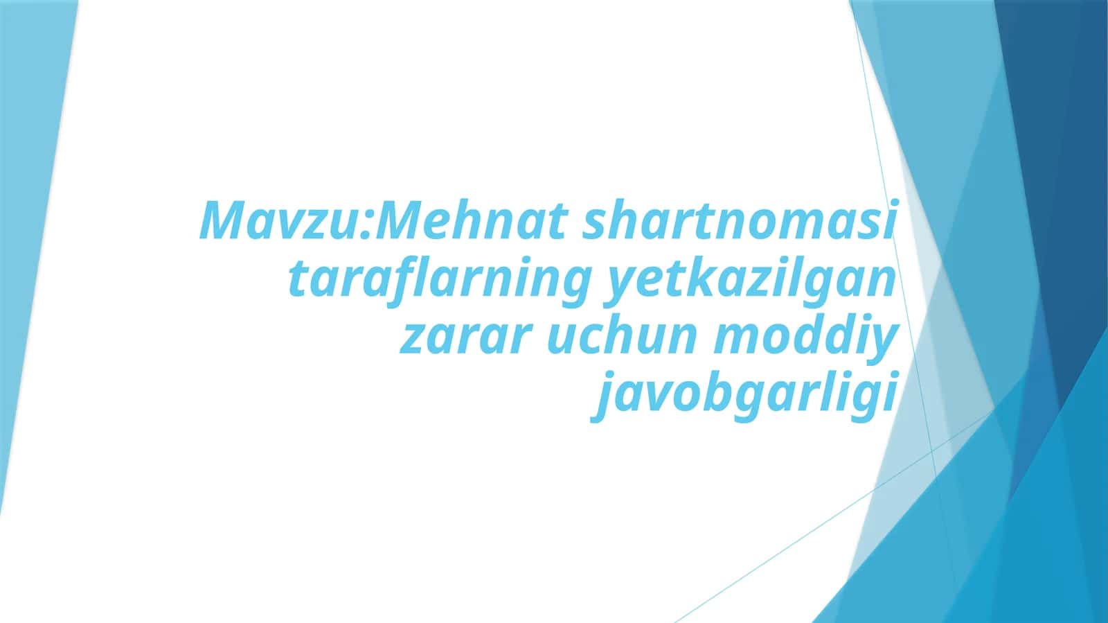 Mehnat shartnomasi taraflarining yetkazilgan zarar uchun moddiy javobgarligi