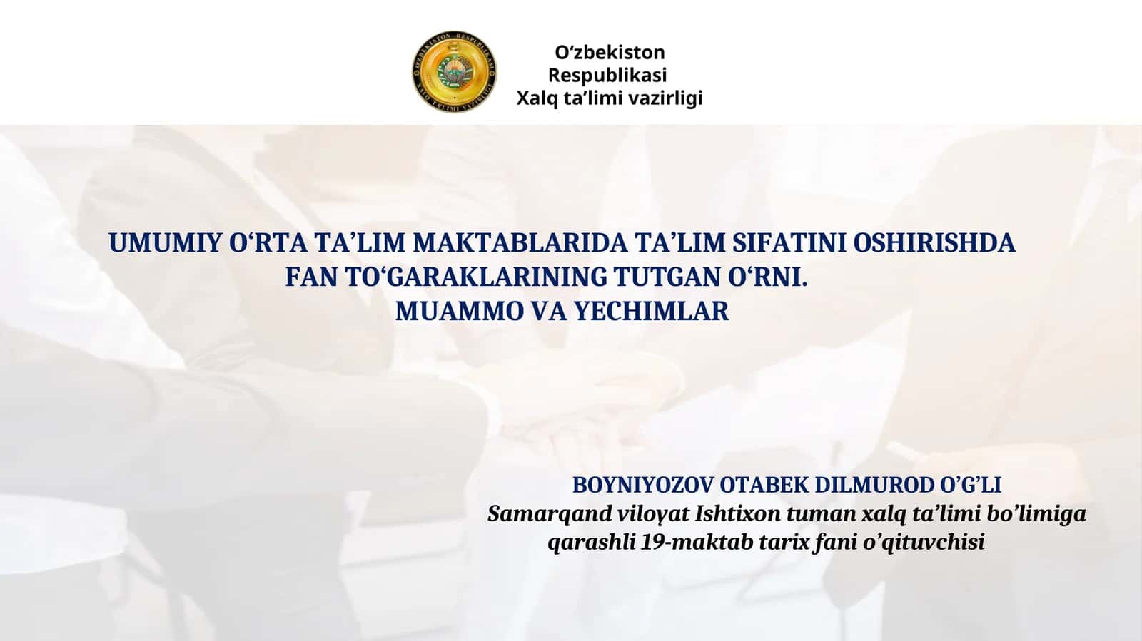 Ta'lim muhitini yaratish