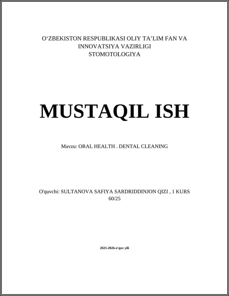 ORAL HEALTH. DENTAL CLEANING