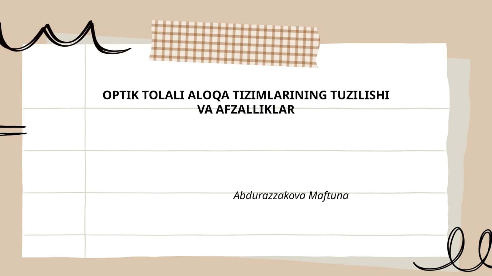 OPTIK TOLALI ALOQA TIZIMLARINING TUZILISHI VA AFZALLIKLAR