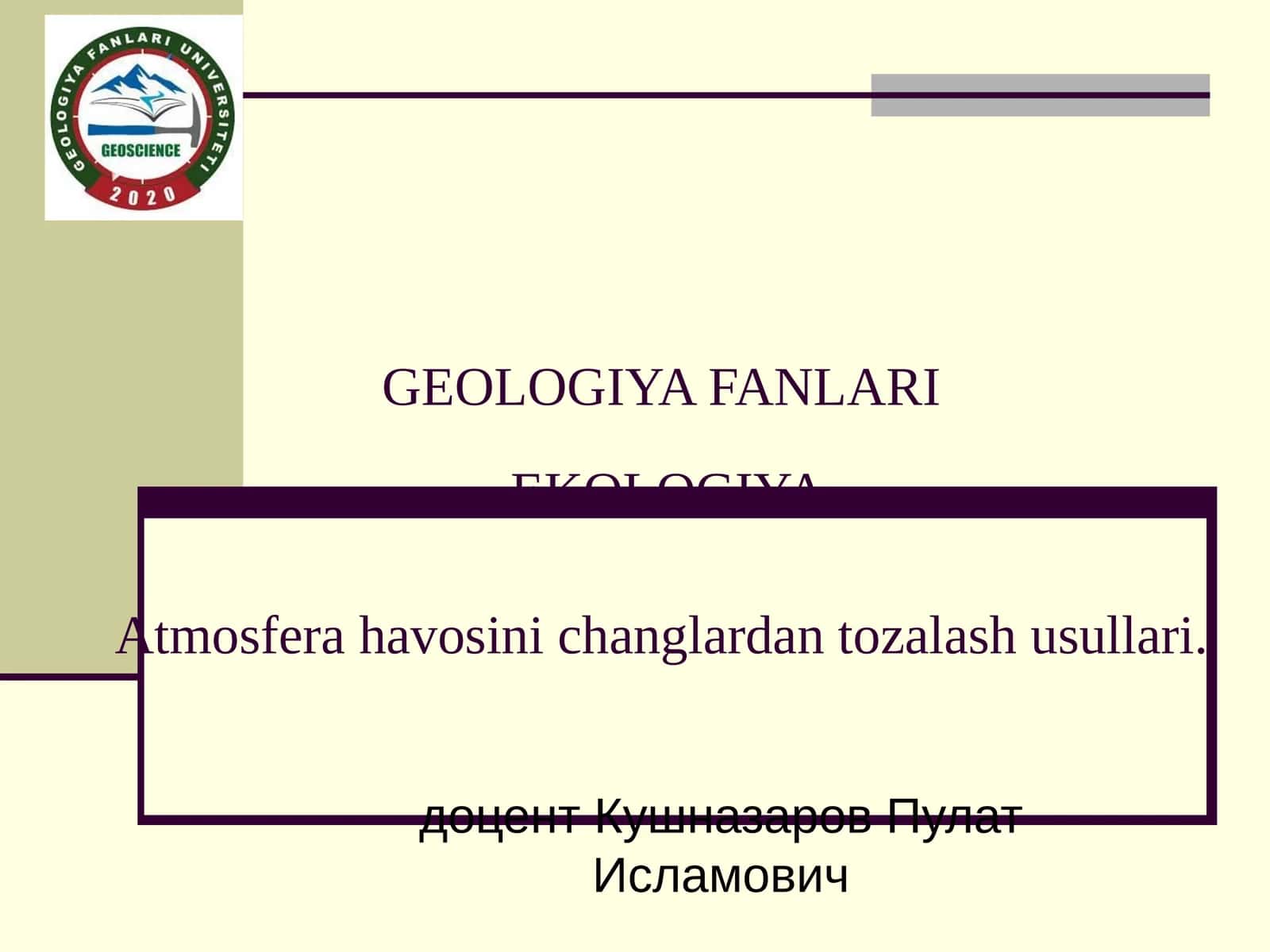 GEOLOGIYA FANLARI