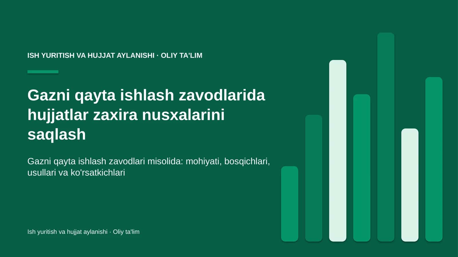 Gazni qayta ishlash zavodlarida hujjatlar zaxira nusxalarini saqlash