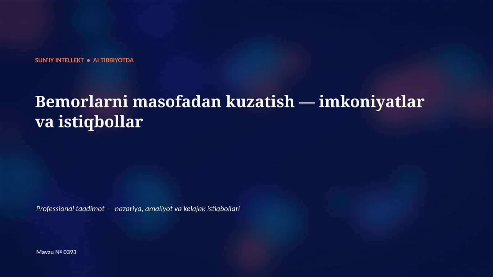 SUN'IY INTELLEKT AI TIBBIYOTDA