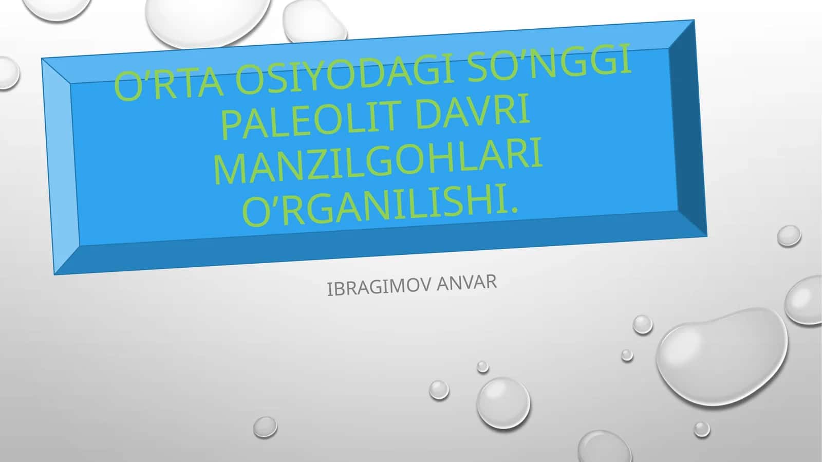 O’rta Osiyodagi so’nggi paleolit davri manzilgohlari o’rganilishi