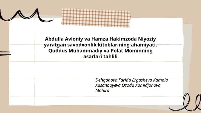 Abdulla Avloniy va Hamza Hakimzoda Niyoziy yaratgan savodxonlik kitoblarining ahamiyati