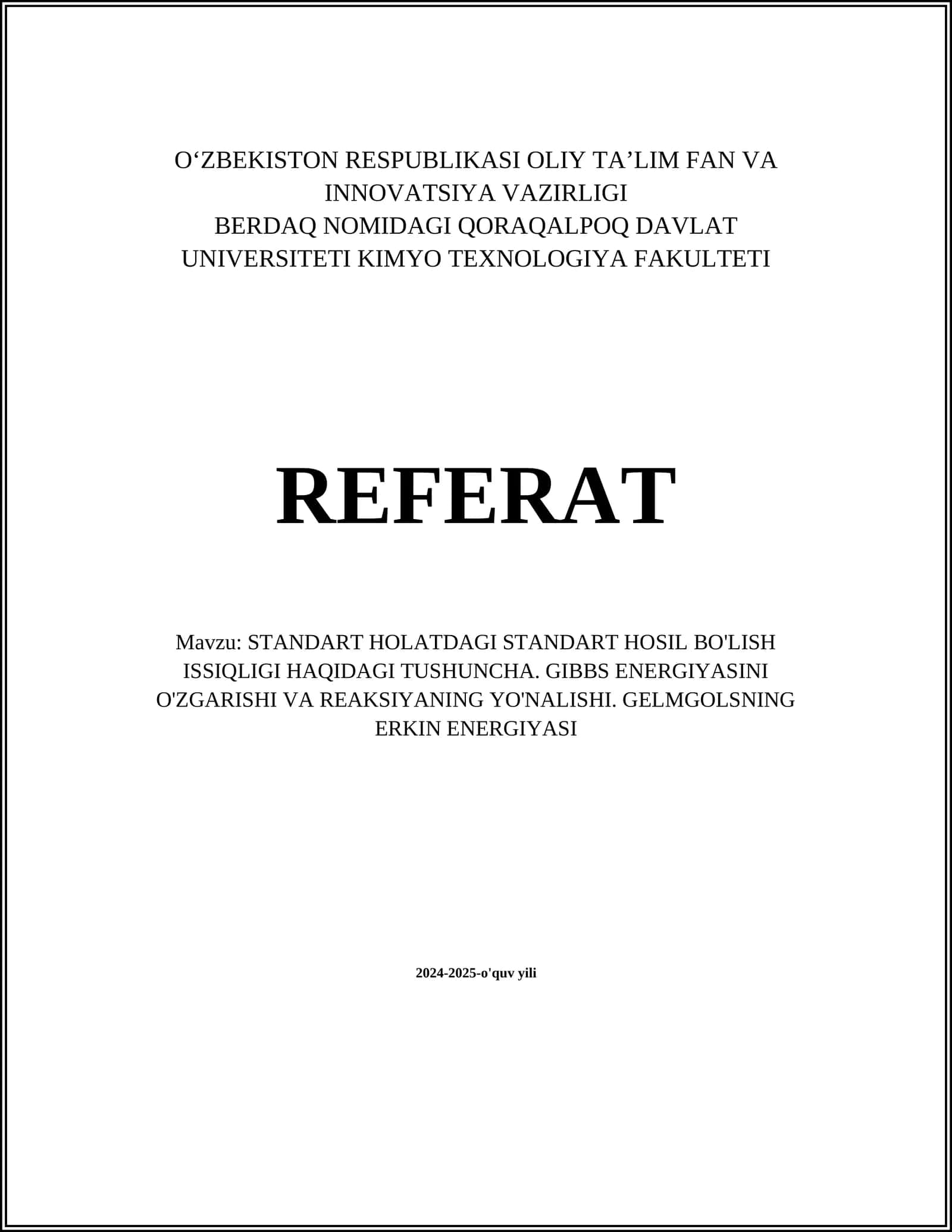 KIMYO TEXNOLOGIYA FAKULTETI
