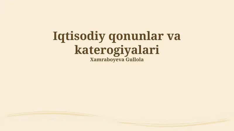 Iqtisodiy qonunlar va kategoriyalari