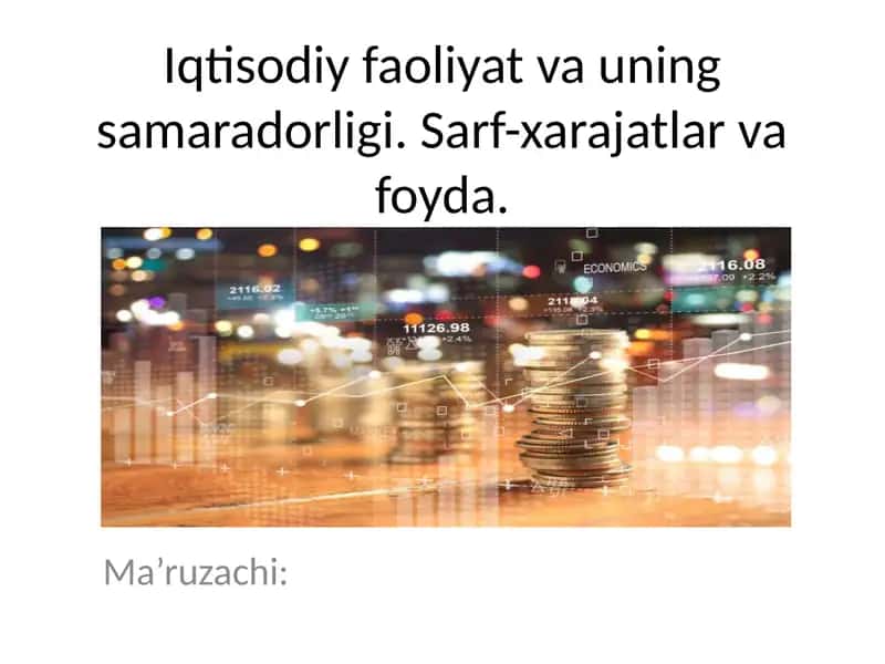 Iqtisodiy faoliyat va uning samaradorligi