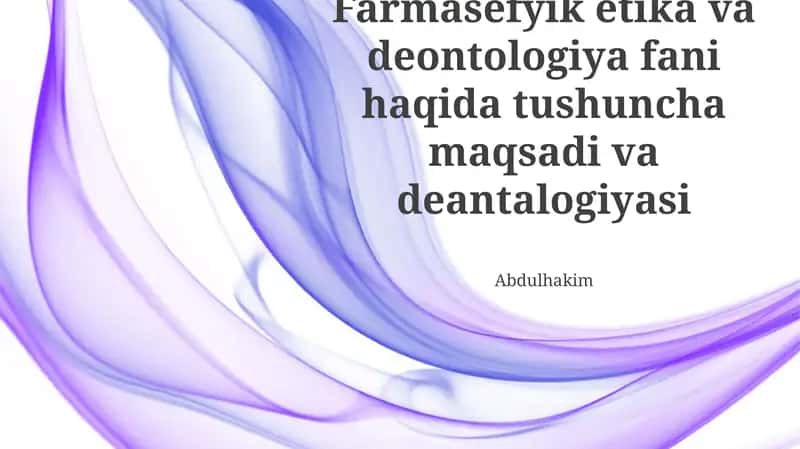 Farmasevtika sohasida deontologik tamoyillar