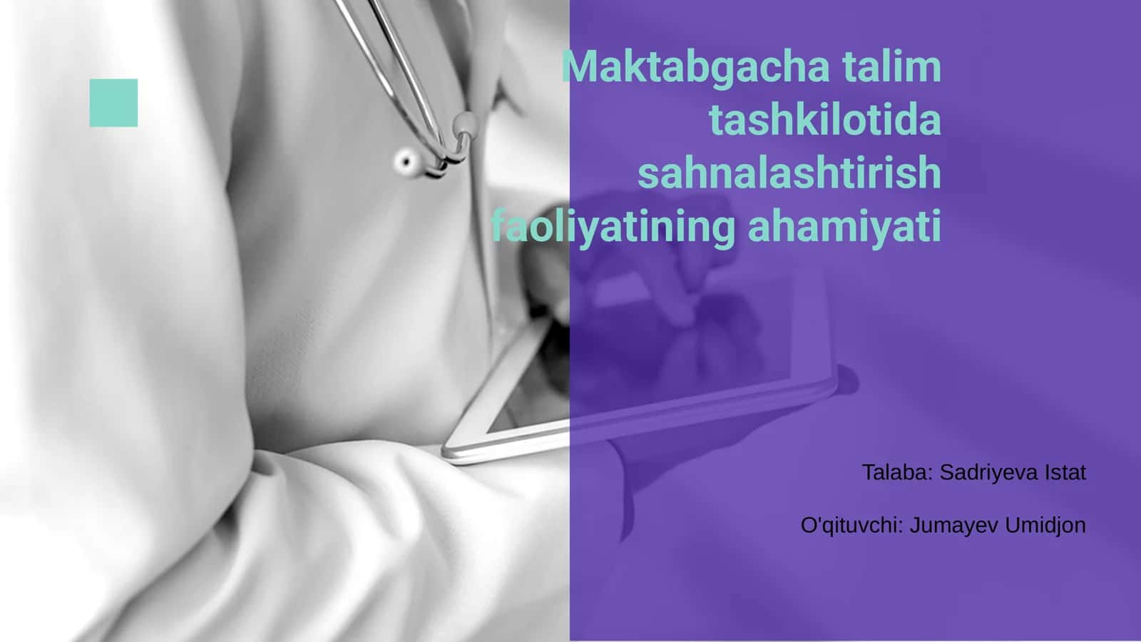 Maktabgacha talim tashkilotida sahnalashtirish faoliyatining ahamiyati