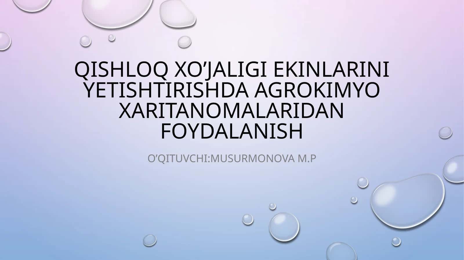 Agrokimyo xaritanomalarni tuzish