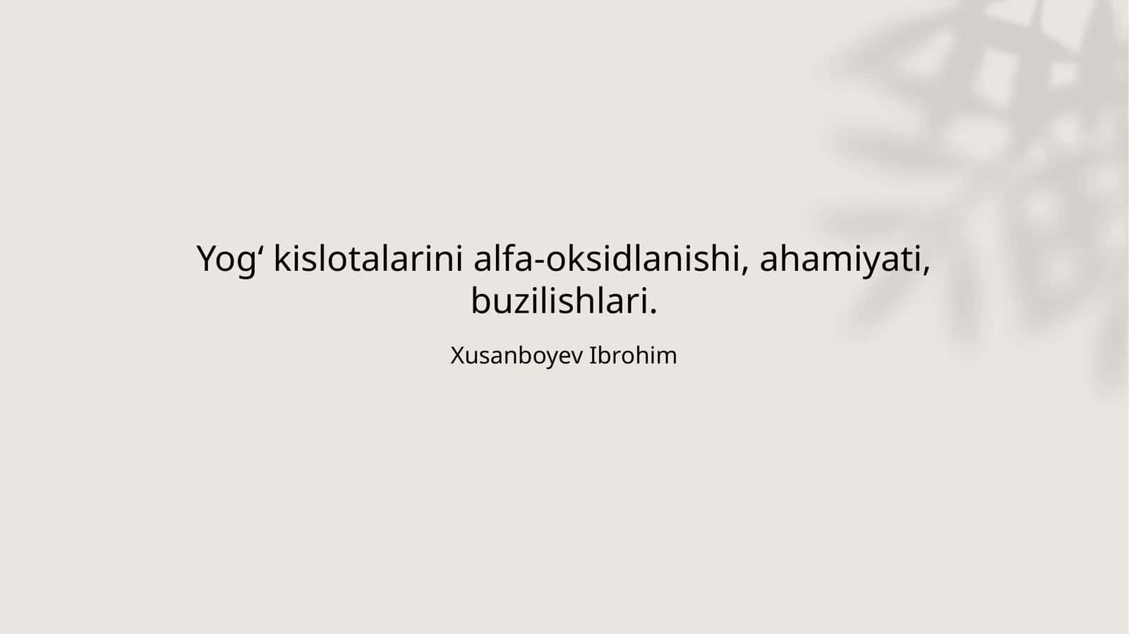 Yogʻ kislotalarini alfa-oksidlanishi, ahamiyati, buzilishlari