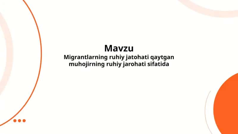 Migrantlarning ruhiy jatohati qaytgan muhojirning ruhiy jarohati sifatida