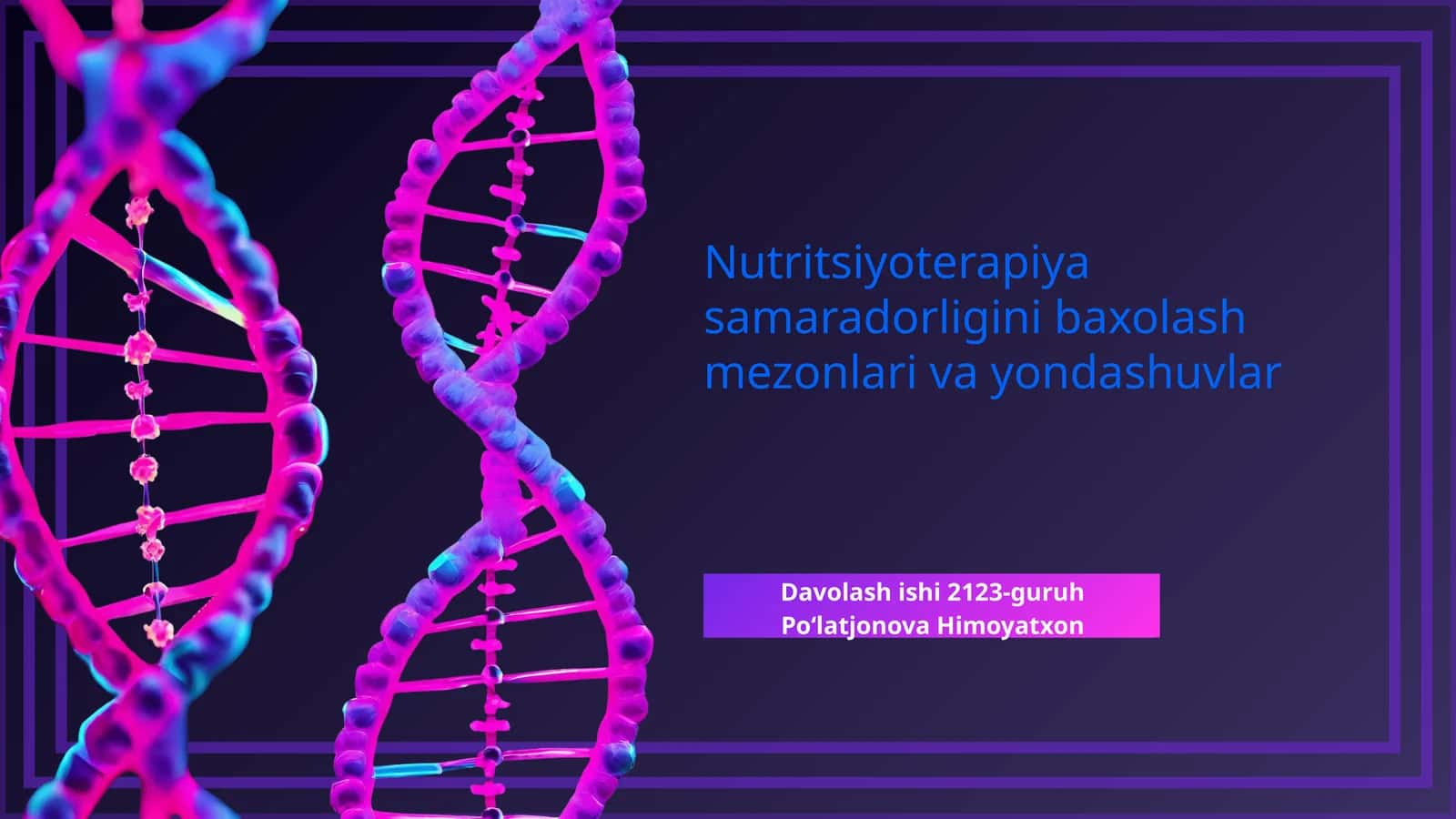 Nutritsiyoterapiya samaradorligini baxolash mezonlari va yondashuvlar