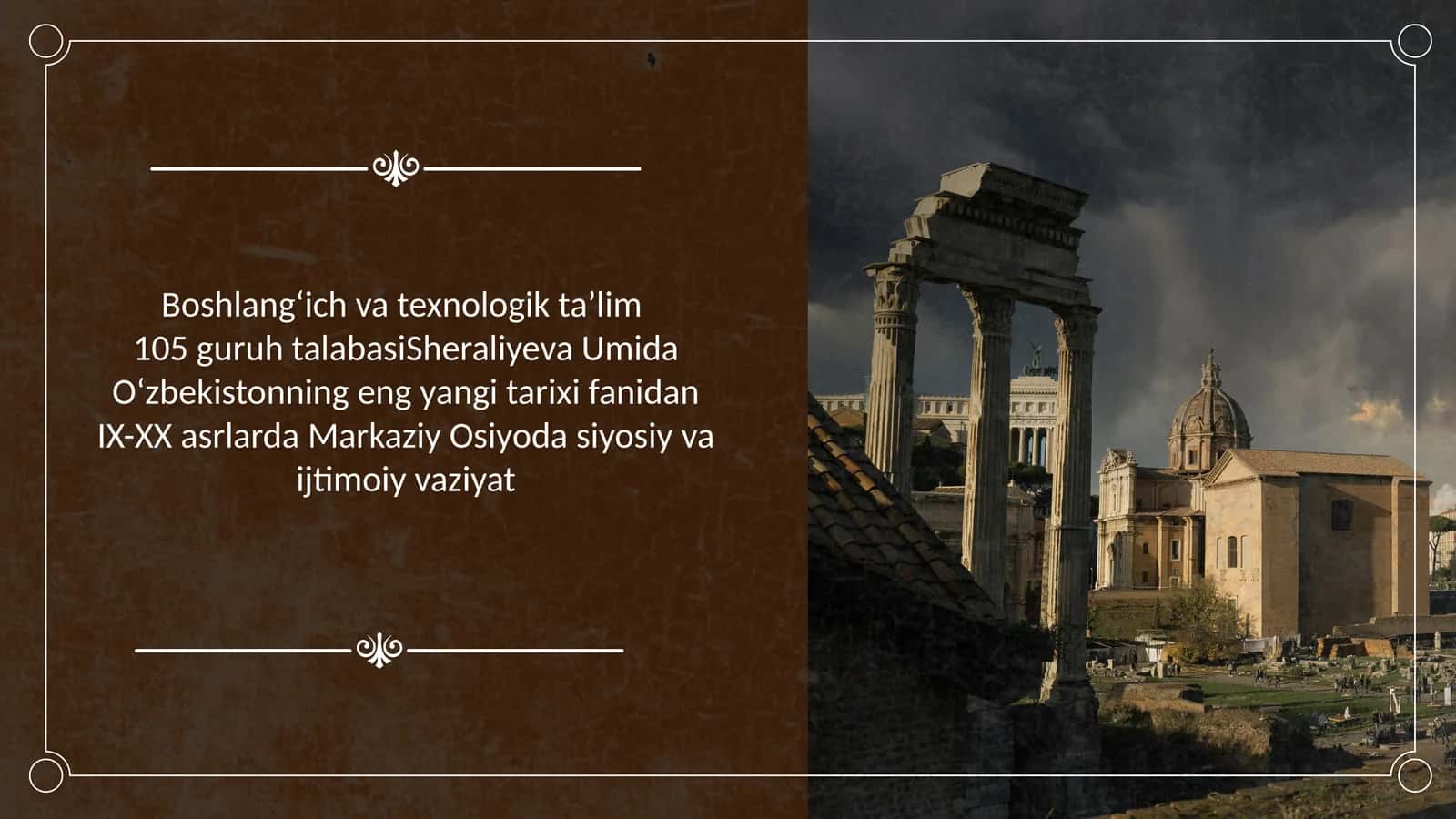 IX-XX asrlarda Markaziy Osiyoda siyosiy va ijtimoiy vaziyat