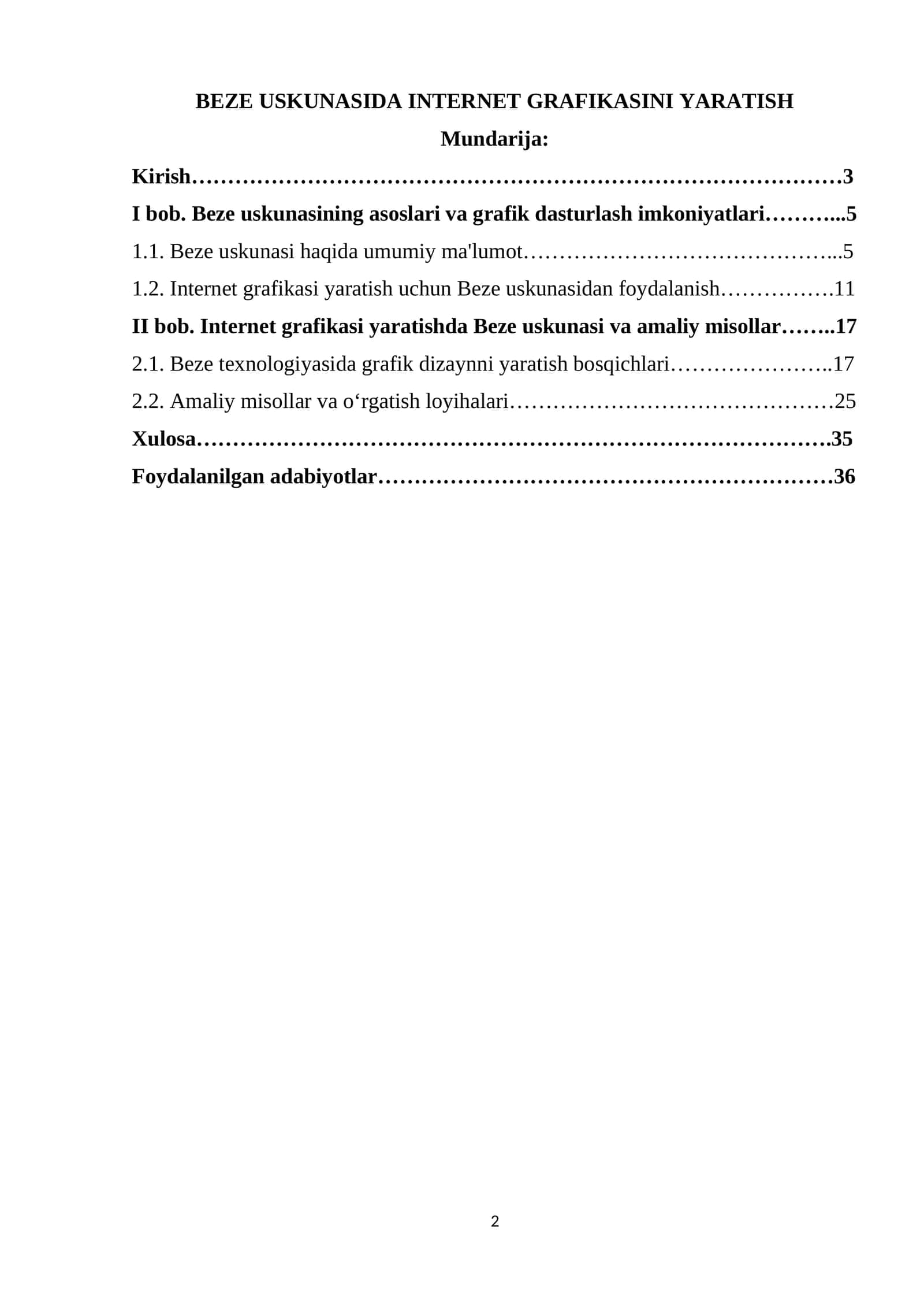 BEZE USKUNASIDA INTERNET GRAFIKASINI YARATISH