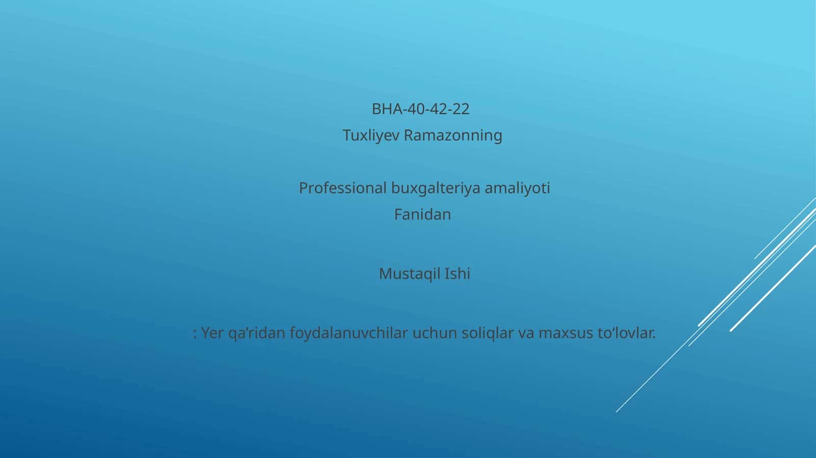 Yer qa’ridan foydalanuvchilar uchun soliqlar va maxsus to‘lovlar