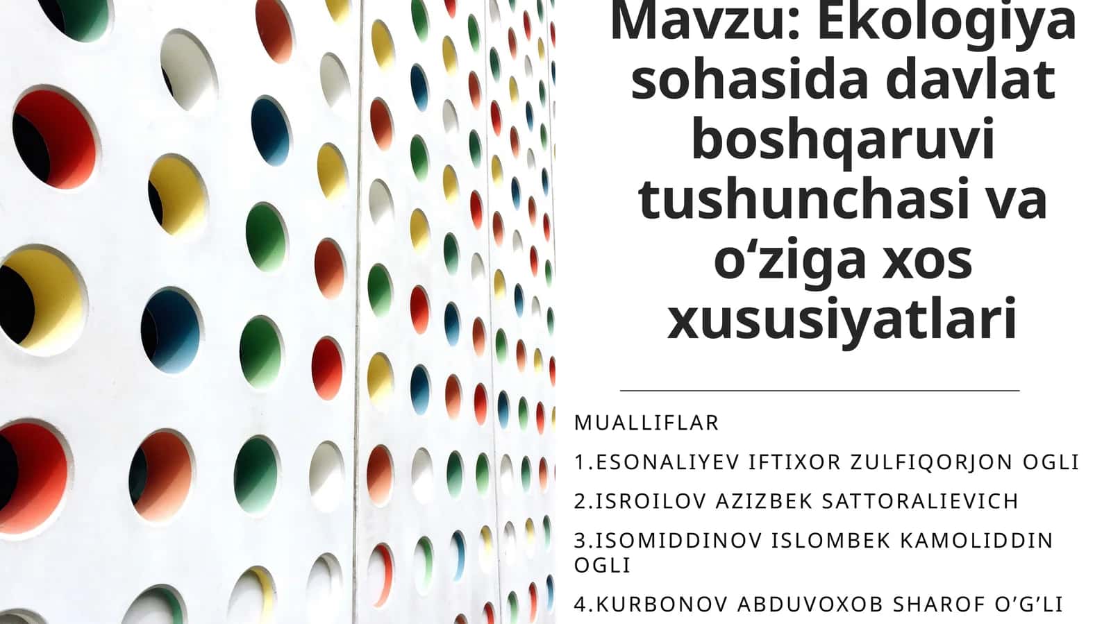 Ekologiya sohasida davlat boshqaruvi tushunchasi va o‘ziga xos xususiyatlari