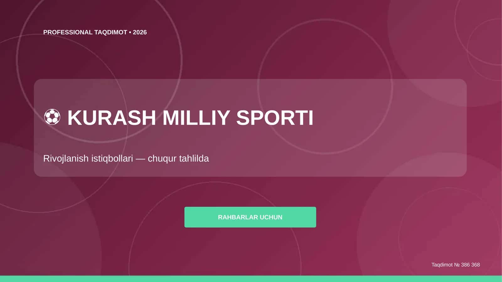 Kurash Milliy Sporti: Rivojlanish Istiqbollari (Chuqur Tahlilda) [Rahbarlar Uchun]