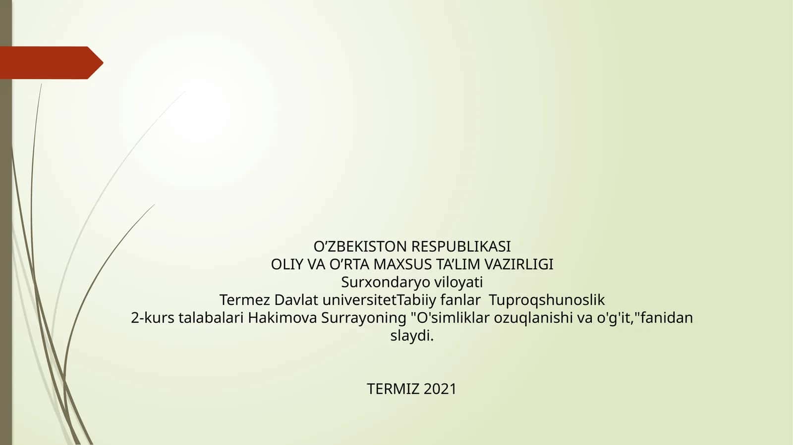 O'simliklar ozuqlanishi va o'g'it