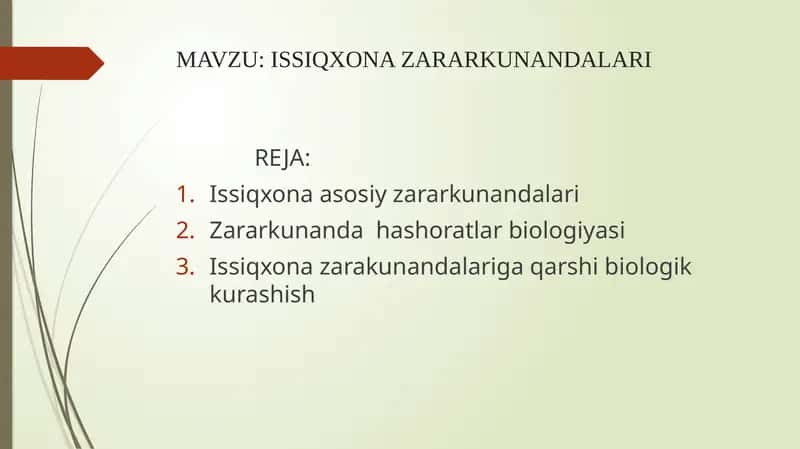 Issiqxona zararkunandalari